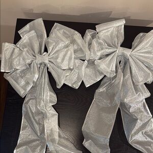 Bundle of Elegant Silver Holiday Bows! Perfect for Christmas Tree Topper!